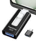 GNASEET USB Stick 256GB for Phone, 4-in-1 Flash Drive for Phone/Pad/Android/Tablet/PC, USB 3.0 High-Speed Memory Sticks Stable Data Transfer, External Storage Save More Photos & Videos, Black