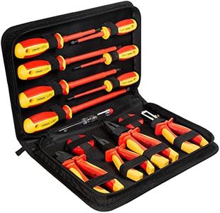 VonHaus Electrician Screwdriver and Pliers Tool Set - Insulated Screwdriver Set for Safe Electrical Work - 1000V VDE Tested - Includes Voltage Tester, Wire Stripper, Tape - Electricians Tools