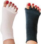 Toe Separator Socks Yoga Sports Gym Health Massage Foot Alignment Socks, White