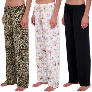 3 Pack: Womens Plus Size Pajama Pants Yummy Soft Knit Pajamas for Women Pant Bottoms Clothes Sexy Pijamas de mujer Sets PJs Fuzzy Silk Sleepwear Lounge Comfy Night Plaid Pink PJ Just My - Set 6, 3X