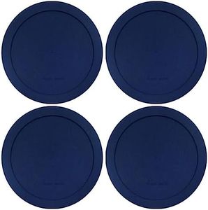 Lids for Pyrex and Anchor Round Glass Containers (2-Cups, Blue-4 PACK)
