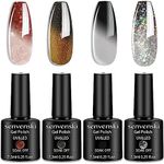 Senvenski Color Changing Gel Nail Polish Black and White Red Grey Brown Gold Glitter Starrily Sparkle Gift Set Mood Chameleon Soak Off UV LED Thermal Temperature Art Manicure Varnish (WB018)