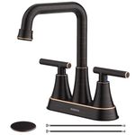 Bathroom Sink Faucet, Hurran Oil Rubbed Bronze Bathroom Faucets for Sink 3 Hole with Pop-up Drain and Supply Hoses, 360 Swivel Spout 2-Handle Centerset Faucet for Bathroom Sink Vanity RV Farmhouse