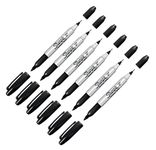 6 x Black SHARPIE TWIN TIP Permanent Marker pens Fine/Ultra Fine