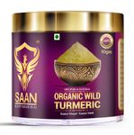 SAAN Kasturi Manjal, Organic (Wayanad, Kerala), White/Musk/Wild Turmeric & Kasthuri Manjal/Haldi Natural Ubtan Body Scrub and Face Pack for Acne Control, Dark Spots, and Glowing Skin, 50g