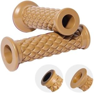 Motorcycle Vintage Non Slip Handlebar Grips 7/8" 22mm 1" 24mm Rubber Handle Grips, Open End (Yellow)