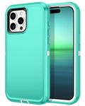 I-HONVA for iPhone 15 Pro Case Shockproof Dust/Drop Proof 3-Layer Full Body Protection [Without Screen Protector] Rugged Heavy Duty Cover Case for Apple iPhone 15 Pro 6.1" 2023,Teal/White