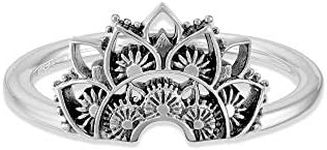 Boma Sterling Silver Bali Style Boho Tribal Lotus Blossom Flower Ring, Size 8