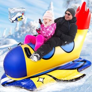 Snow Tube, 64 Inch Super Large Inflatable Spaceship Snow Sled for Kids & Adults, Cold-Resistant and Thickened Heavy Duty Snow Sled with Sturdy Handles,Great Winter Outdoor Fun Toys for Kids and Family