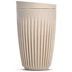 HUSKEE Coffee Cups with Lids - Reusable Coffee Cup with Unique Fins for Espresso, Cappuccino, Americano, Mocha - Insulated & Portable Latte Cups Made with Repurposed Coffee Husks (Natural, 12oz)