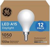 GE Ultra Bright Light Bulbs, 100 Watt Equivalent, Daylight, Ceiling Fan Frosted A15 Bulbs (12 Pack)