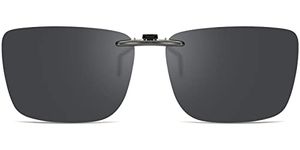 CAXMAN Kids Clip On Sunglasses for Boys and Girls Polarized Over Prescription Glasses, Grey/Black, Large