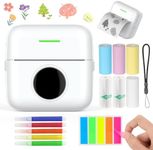 HUIJUTCHEN Mini Pocket Printer, Bluetooth Mini Printer, Thermal Sticker Printer, Wireless Inkless Printer Mini for Journal, Memo, Photo, Study, Compatiable iOS & Android, White X5, 3.1*3.3*1.8in