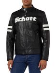 Schott NYC Men's LCMOTORVINT Leather Jacket, Black, L