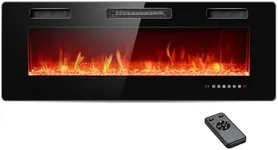 Rintuf 42 inch Electric Fireplace, Recessed and Wall Mounted Fireplace Heater and Linear Fireplace with Multicolor Flame, Timer, 750/1500W Control by Touch Panel & Remote