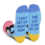 Funny Cat Socks for Women Teen Girls- I Can’t Get Up Right Now The Cat is On My Lap Socks Animal Fun Novelty Cute Crazy Funky Socks-Birthday Mothers Day Cat Lover Mom Gifts Christmas Stocking Stuffers