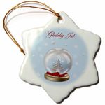 3dRose Snow Globe Deer, Tree, Merry Christmas in Norwegian Snowflake Ornament, Multi-Colour, 3-Inch