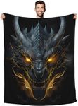 Huke Dragon Gifts Blanket, Cool Black Gold Dragon Blanket, Dragon Gifts for Men/Women/Teens/Kids/Boys/Girls, Plush Dragon Throw Blanket, Gifts for Dragon Lover, Cool Ideas,50"X40"