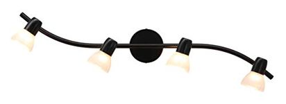 XiNBEi Lighting Track Lighting 4 Black Modern Curved Kitchen Track Lights Ceiling Lighting Fixtures XB-TR1223-4-MBK