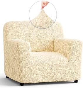 PAULATO BY GA.I.CO. Chair Cover - Armchair Cover - Armchair Slipcover - Soft Polyester Fabric Slipcover - 1-Piece Form Fit Stretch Stylish Furniture Protector - Microfibra Collection - Cream (Chair)