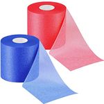 2 Rolls Prewrap Athletic Tape Foam Underwrap Tape Sports Tape Foam Underwrap Bandage for Hair Wrists Elbows Knees Ankles, 2.75 Inches x 30 Yards(Rose Red, Blue)