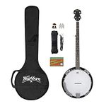 Washburn Americana Series B8-Pack 5-String Banjo Kit with Gig Bag, Picks, Pitch Pipe, Strap, Instructional Book, Great for Folk, Bluegrass, Country Music, Clawhammer Style, Dixieland Jazz, Calypso