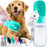 MalsiPree Portable Dog Water Bottle - Leak-Proof Bottles with Dog Bowls - Puppy Accessories Dog Water Dispenser - Drinking Water for Walking, Hiking, Travelling - Food Grade Plastic - 550ml, Blue