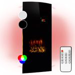 Klarstein Electric Fireplace, Electric Log Burner Indoor, 2000W Electric Fire Wall Mount Flame Electric Fire Place with LED Flame Effect, Fake Fireplace, Remote Control, Adjustable Thermostat Timer