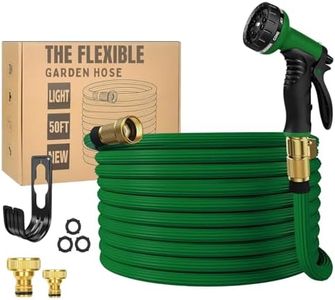 Expandable Garden Hose 15m (50FT), Premium Water Hose with 10-Pattern Spray Gun, Leakproof Water Hose Set, Lightweight Flexible Water Pipe with Quick Metal Connector for Outdoor Use and Car Washing