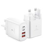 2-Pack USB Plug UK, 40W USB C Fast Charger Plug 4-Port Type C Charging Head, Multi Charge Plug for iPhone 15 14 13 12 11 Pro Max XS XR, Samsung,iPad, Dual USBC Power Adaptor Double Multiport Wall Plug