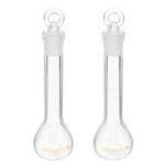 PATIKIL 10ml Volumetric Flask, 2Pcs 3.3 Borosilicate Glass Graduated Volumetric Measuring Flask with Glass Stopper Tolerance 0.18ml for Lab Experiment, Clear