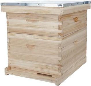 BeeCastle 8-Frame Complete Bee Hives and Supplies Starter Kit,Beehives for Beginners with Beehive Frame and Waxed Foundation (1 Deep Bee Box & 1 Medium Super Bee Box)
