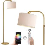 FINNCHY Gold Floor Lamp with Remote Control, 1200 Lumens 15W LED Bulb Included, Adjustable Height Arc Floor Lamps for Living Room, Modern Gold Standing Lamp Dimmable Floor Lamp for Bedroom, Office