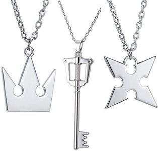 PPX 3 Pieces Set Kingdom Hearts Sora's Crown & Roxas's Cross Necklaces Anime Cosplay Figure Pendant for Fans