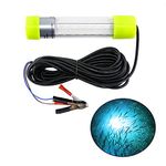 Shaddock Underwater Fishing Light Lure Bait Finder Night Light 20W Fishing Boat Submersible Deep Drop Fishing Lamp Fishing Bait Attrant,12V-24V with 6M Cord(Blue)