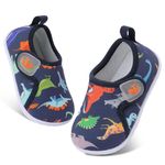 JIASUQI Baby Shoes Boys Girls Breathable First Walking Shoes Infant Soft Sneakers Crib Shoes Lightweight Slip On Shoes(Blue Dinosaur,18-24 Months)