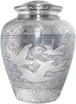 Trupoint Memorials Cremation Urns for Human Ashes - Decorative Urns, Urns for Human Ashes Female & Male, Urns for Ashes Adult Female, Funeral Urns - Blue Silver, Extra Large