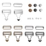 Yolev 6 Sets Dungaree Buckle Metal Clip Fasteners Adjustable Glide Buckle for Overalls Bib Pants Trousers Jeans Suspenders