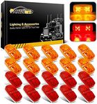 Partsam 20Pcs 2" x 4" Double Bullseye Led Marker Lights 10 diodes Surface Mount Sealed Rectangle Rectangular Led Trailer Marker Clearance Lights Waterproof 12V