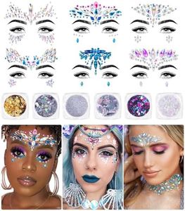 iMethod Face Jewels and Body Glitter - Face Gems, Mermaid Face Jewels Stick On, Holographic Cosmetic Face Glitter, for Festival Holiday Costumes & Halloween Alien Makeup, 12 Pcs