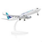 QIYUMOKE Boeing 737 West Jet Airlines 1/300 Diecast Metal Airplane Model with Stand Canada Alloy Display Plane Model Kit for Aviation Enthusiast Collectible or Gift