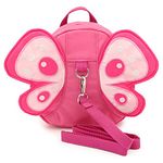 BTSKY Baby Butterfly with Wings Walking Safety Harness Reins Toddler Child Kid Strap Backpack Bag (Pink)