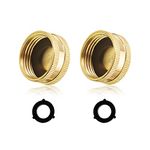 Garden Hose Caps, 2 Pcs 3/4" Garden Hose Connector Brass Cap with Washer Garden Hose End Caps for Outdoor Faucet Replacement Part, Garden Hose Female Fitting Cap