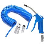 HOSEMART PU Coil 8mm X 5mm 10 Meter Long With SP20 + PP20 & Air Blow Gun + PM20 Flexible Pneumatic Pipe Polyurethane Spiral Tube Hose Cleaning Dusting