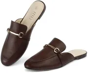 MUSSHOE Mules for Women Flats Comfortable Slip on Women Mules Backless Loafers,Brown pu 7