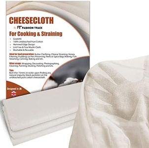 FT Muslin Cloths for Cooking, Cheese Cloths for Straining - 100cm x 157cm - Grade 90-100% Unbleached Cotton Reusable Fabric for Baking, Filtering & Embroidery (Natural, 1 Metre (18 sq. ft.))