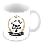 World's Best Team Leader Personalised Mug Gift - Customise Cup with Name - Gold