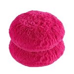 PICKKART Cushion Round Fur Pillow for Living Room Sofa Bedroom - Extra Soft Fluffy Stuffed Pillow, 16 x16Inch (Dark Pink, 2)