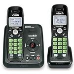 Vtech Dect 6.0 2-Handset Cordless Phone System with Digital Answering Machine and Green Backlit Keypad and Display (CS6124-21), Black