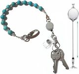 Hidden Hollow Beads Key Keeper 12" Turquoise Women's Beaded Strap Chain Finder Organizer Wallet Purse Holder Anti-Lost Ring, Turquoise, 24 Inches Long